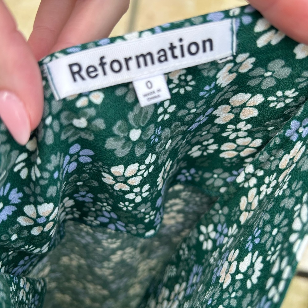 Reformation Agean Mini Dress, Saskia Green Floral Mini, XS 0 - Picture 2 of 4